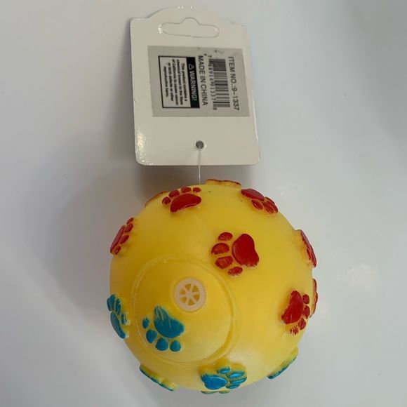 Pet- Squeaky Toy- Ball W/ Paw Prints - Various Colors - Picture 9 of 11